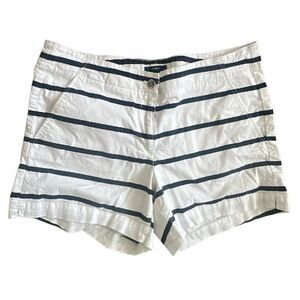 Nautica White Blue Striped Cotton Shorts Womens 12